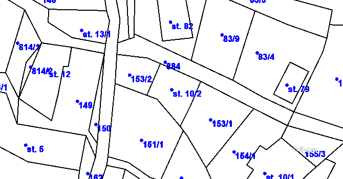 Parcela st. 10/2 v KÚ Kunratice u Šluknova, Katastrální mapa
