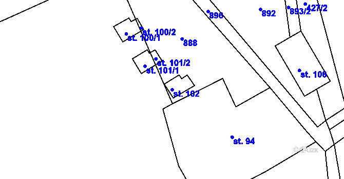 Parcela st. 102 v KÚ Kunratice u Šluknova, Katastrální mapa