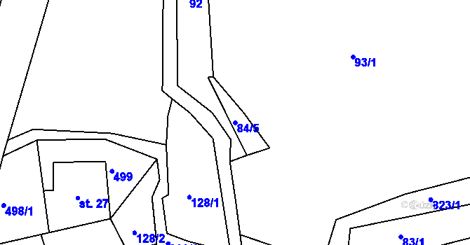Parcela st. 84/5 v KÚ Kunratice u Šluknova, Katastrální mapa