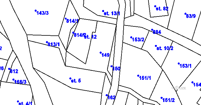 Parcela st. 149 v KÚ Kunratice u Šluknova, Katastrální mapa