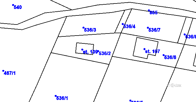 Parcela st. 536/2 v KÚ Kunratice u Šluknova, Katastrální mapa