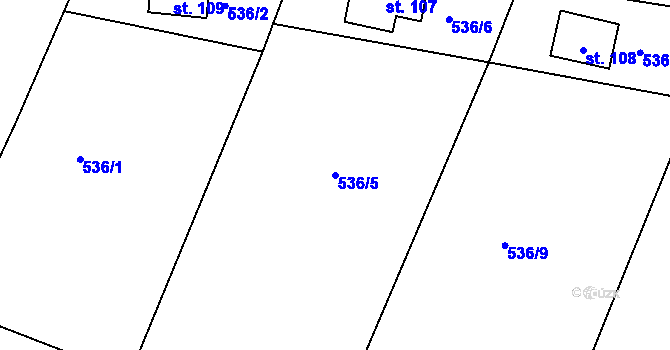 Parcela st. 536/5 v KÚ Kunratice u Šluknova, Katastrální mapa