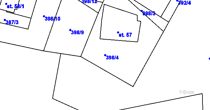 Parcela st. 398/4 v KÚ Nové Hraběcí, Katastrální mapa