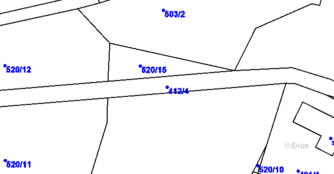 Parcela st. 412/4 v KÚ Nové Hraběcí, Katastrální mapa