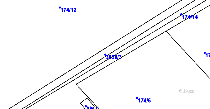 Parcela st. 3038/3 v KÚ Nové Hraběcí, Katastrální mapa