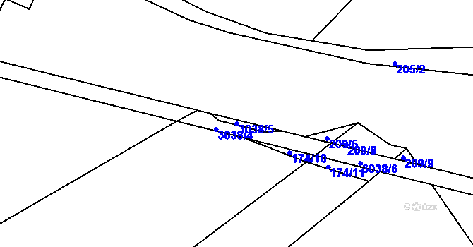 Parcela st. 3038/5 v KÚ Nové Hraběcí, Katastrální mapa