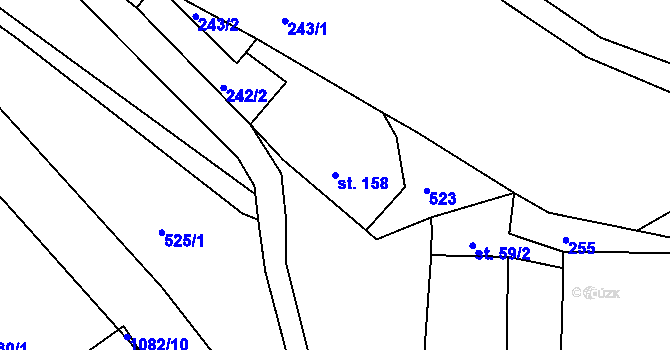Parcela st. 158 v KÚ Rožany, Katastrální mapa