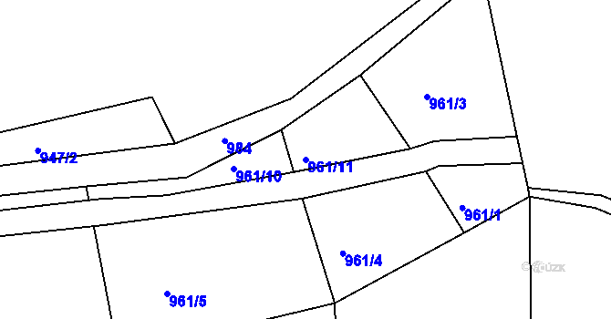 Parcela st. 961/11 v KÚ Rožany, Katastrální mapa