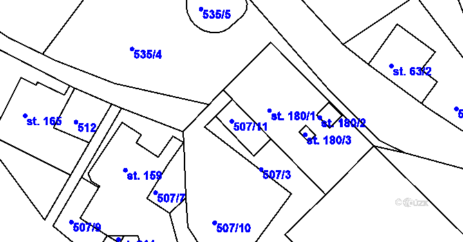 Parcela st. 507/11 v KÚ Rožany, Katastrální mapa