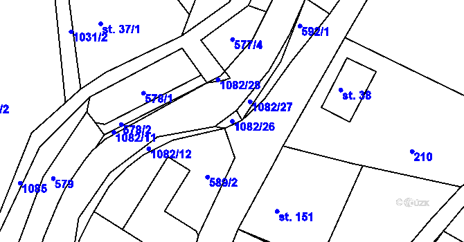 Parcela st. 1082/26 v KÚ Rožany, Katastrální mapa