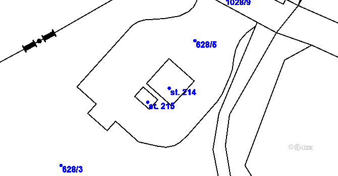 Parcela st. 214 v KÚ Rožany, Katastrální mapa