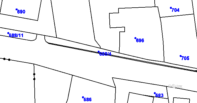 Parcela st. 688/4 v KÚ Šluknov, Katastrální mapa