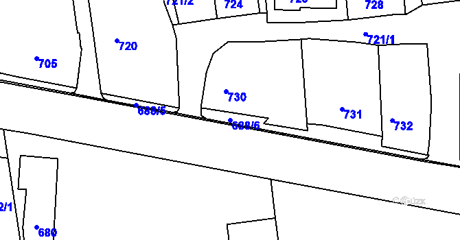 Parcela st. 688/6 v KÚ Šluknov, Katastrální mapa