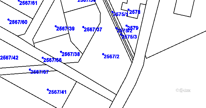 Parcela st. 2567/2 v KÚ Šluknov, Katastrální mapa