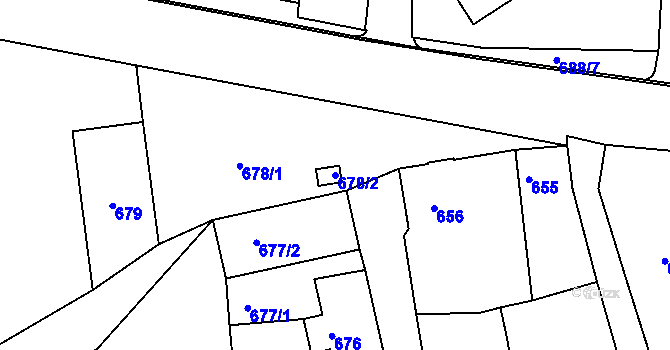 Parcela st. 678/2 v KÚ Šluknov, Katastrální mapa