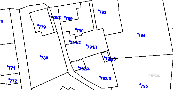 Parcela st. 791/1 v KÚ Šluknov, Katastrální mapa