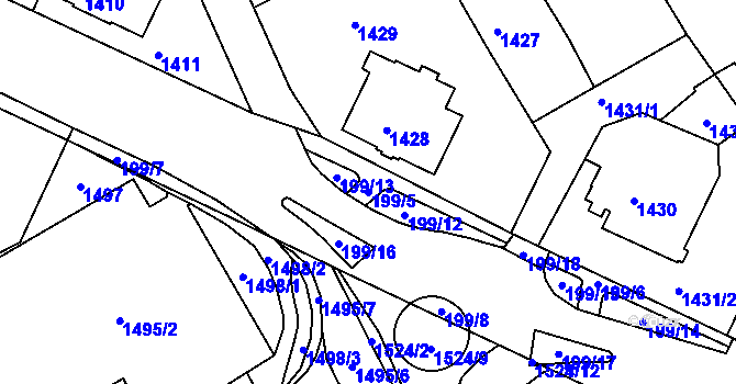 Parcela st. 199/5 v KÚ Šluknov, Katastrální mapa