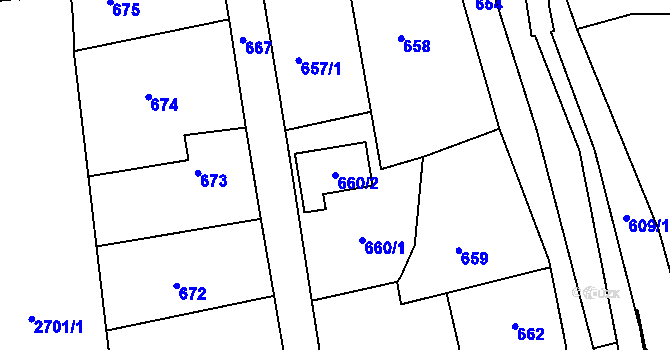 Parcela st. 660/2 v KÚ Šluknov, Katastrální mapa