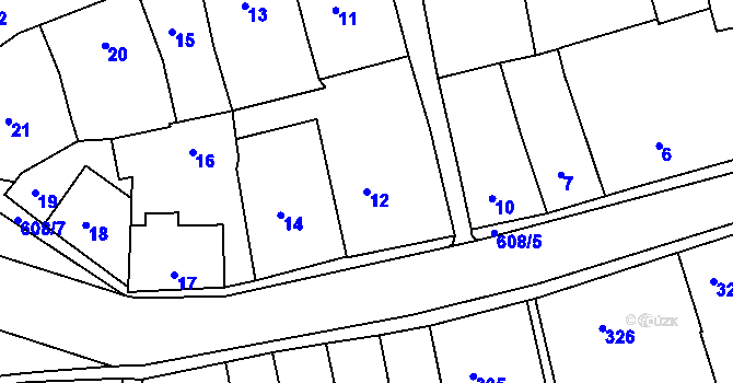 Parcela st. 12 v KÚ Šluknov, Katastrální mapa