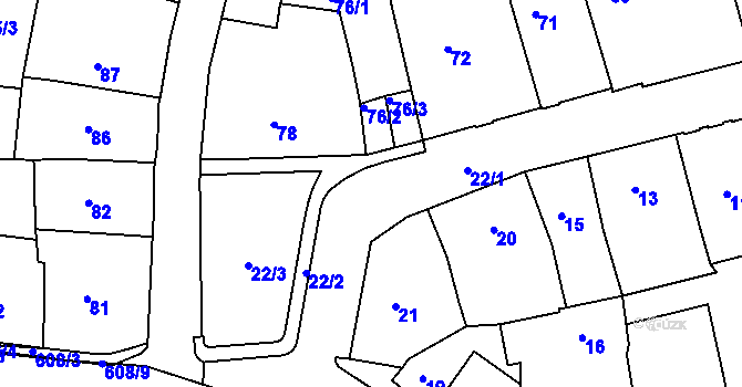Parcela st. 22 v KÚ Šluknov, Katastrální mapa