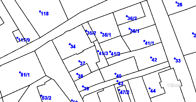 Parcela st. 41/3 v KÚ Šluknov, Katastrální mapa