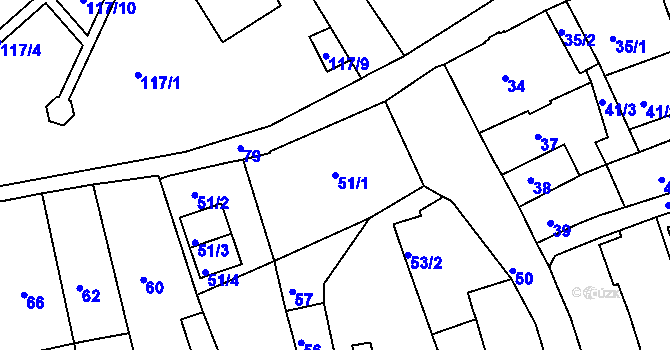 Parcela st. 51/1 v KÚ Šluknov, Katastrální mapa