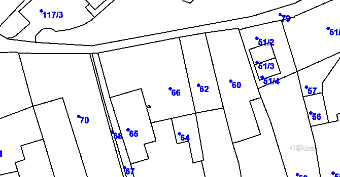 Parcela st. 66 v KÚ Šluknov, Katastrální mapa