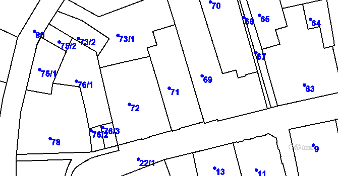Parcela st. 71 v KÚ Šluknov, Katastrální mapa
