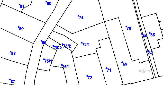 Parcela st. 73/1 v KÚ Šluknov, Katastrální mapa