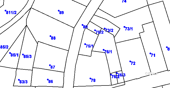 Parcela st. 75/1 v KÚ Šluknov, Katastrální mapa