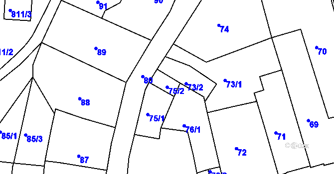 Parcela st. 75/2 v KÚ Šluknov, Katastrální mapa