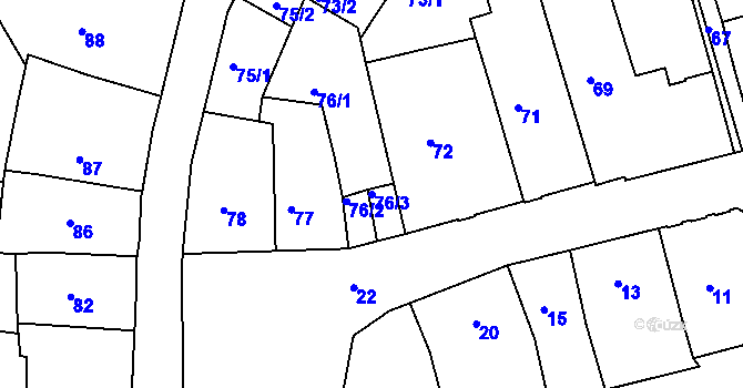 Parcela st. 76/3 v KÚ Šluknov, Katastrální mapa