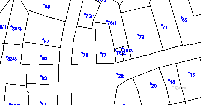Parcela st. 77 v KÚ Šluknov, Katastrální mapa