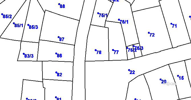 Parcela st. 78 v KÚ Šluknov, Katastrální mapa