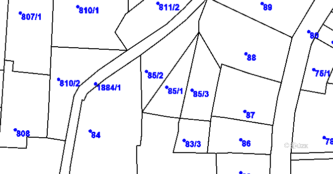 Parcela st. 85/1 v KÚ Šluknov, Katastrální mapa