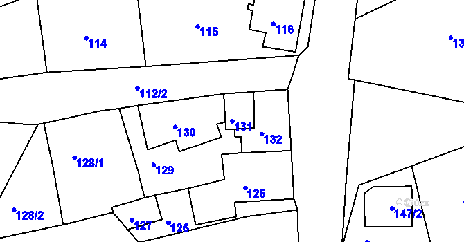 Parcela st. 131 v KÚ Šluknov, Katastrální mapa