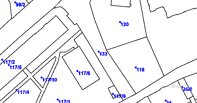 Parcela st. 133 v KÚ Šluknov, Katastrální mapa