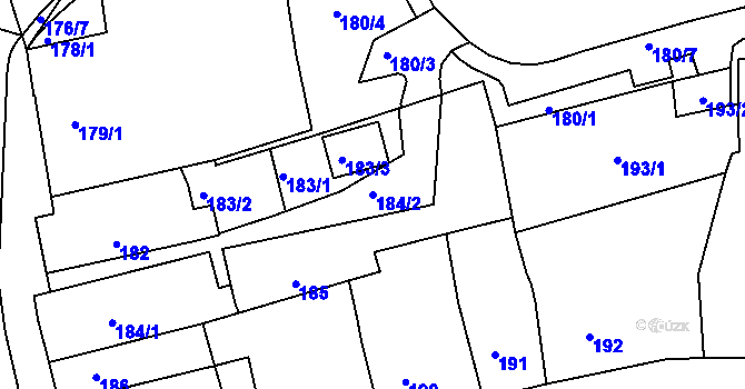 Parcela st. 184/2 v KÚ Šluknov, Katastrální mapa