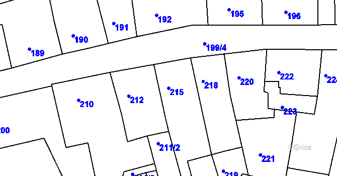 Parcela st. 215 v KÚ Šluknov, Katastrální mapa
