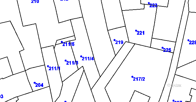 Parcela st. 216 v KÚ Šluknov, Katastrální mapa
