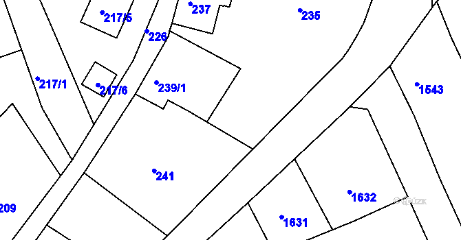 Parcela st. 239/2 v KÚ Šluknov, Katastrální mapa