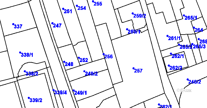 Parcela st. 256 v KÚ Šluknov, Katastrální mapa