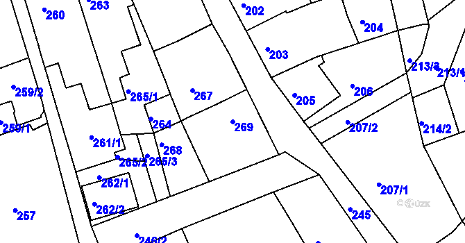 Parcela st. 269 v KÚ Šluknov, Katastrální mapa