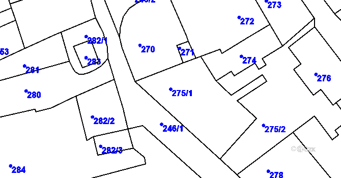 Parcela st. 275/1 v KÚ Šluknov, Katastrální mapa