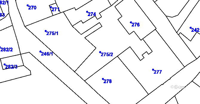 Parcela st. 275/2 v KÚ Šluknov, Katastrální mapa