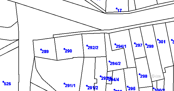 Parcela st. 292/2 v KÚ Šluknov, Katastrální mapa