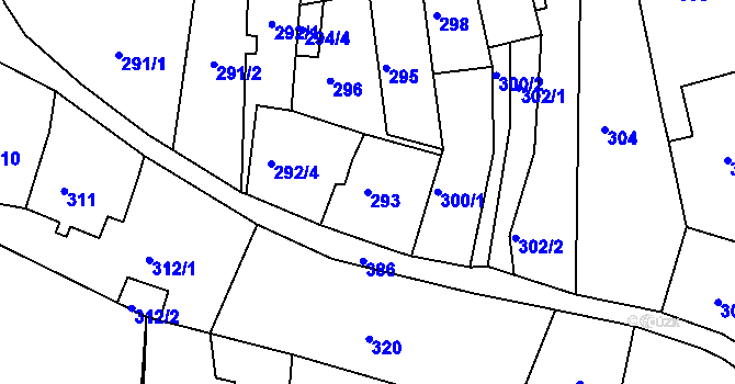 Parcela st. 293 v KÚ Šluknov, Katastrální mapa