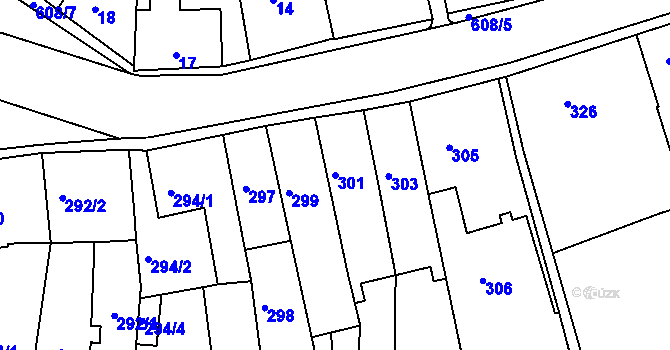 Parcela st. 301 v KÚ Šluknov, Katastrální mapa