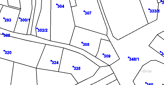 Parcela st. 308 v KÚ Šluknov, Katastrální mapa