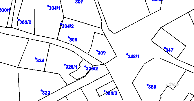 Parcela st. 309 v KÚ Šluknov, Katastrální mapa